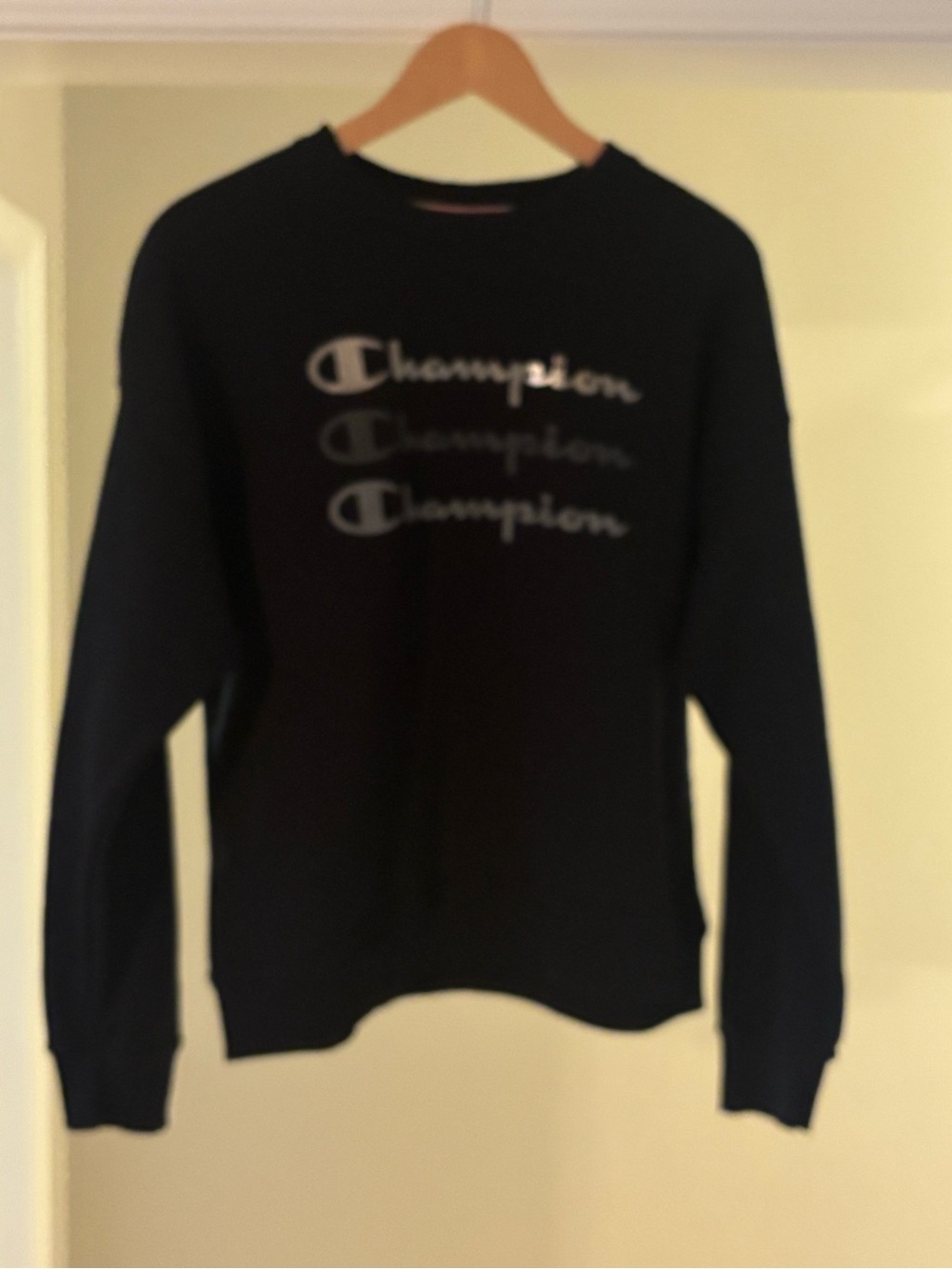 Champion Black Sweatshirt with Red and Blue Trim
